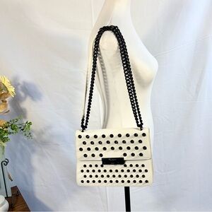Foley + Corinna Skyline Bandit Studded Crossbody Bag White Black Chain💚